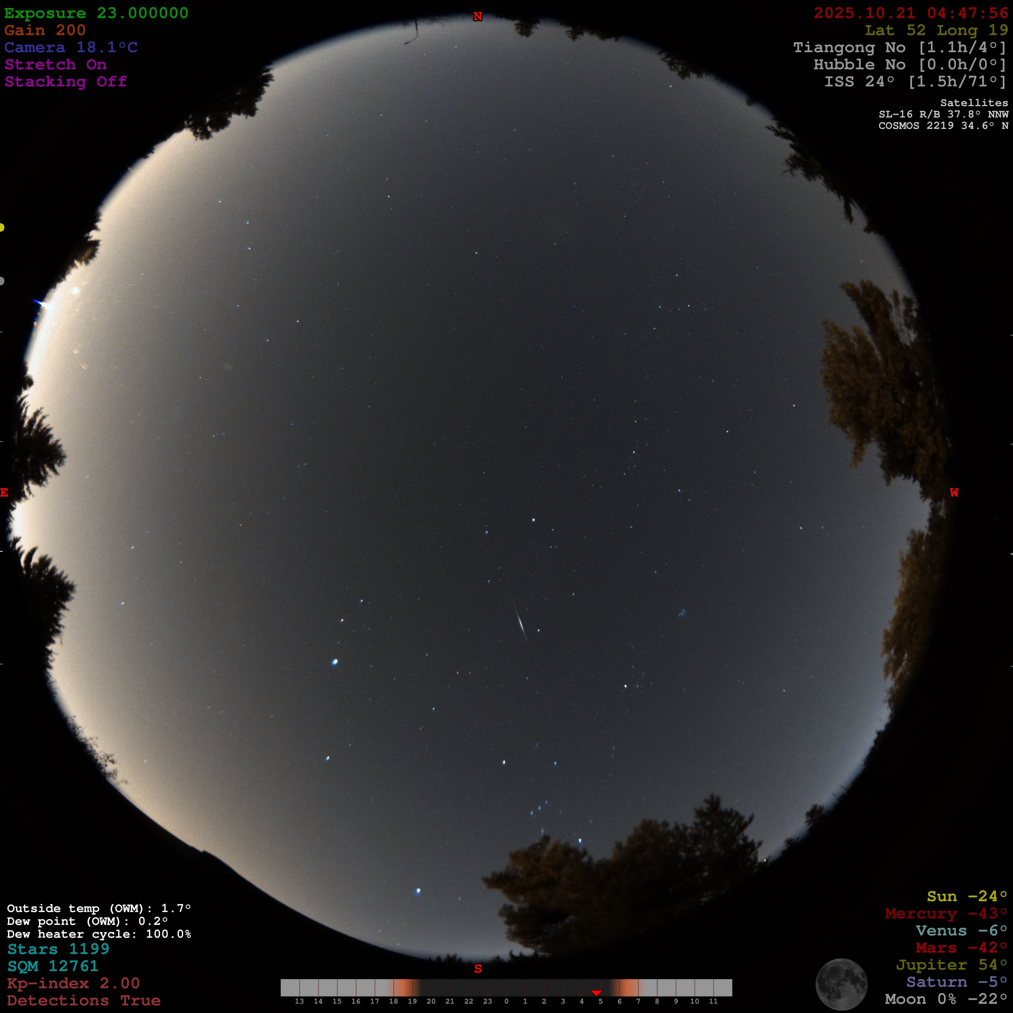 Possible meteor near Orion before dawn