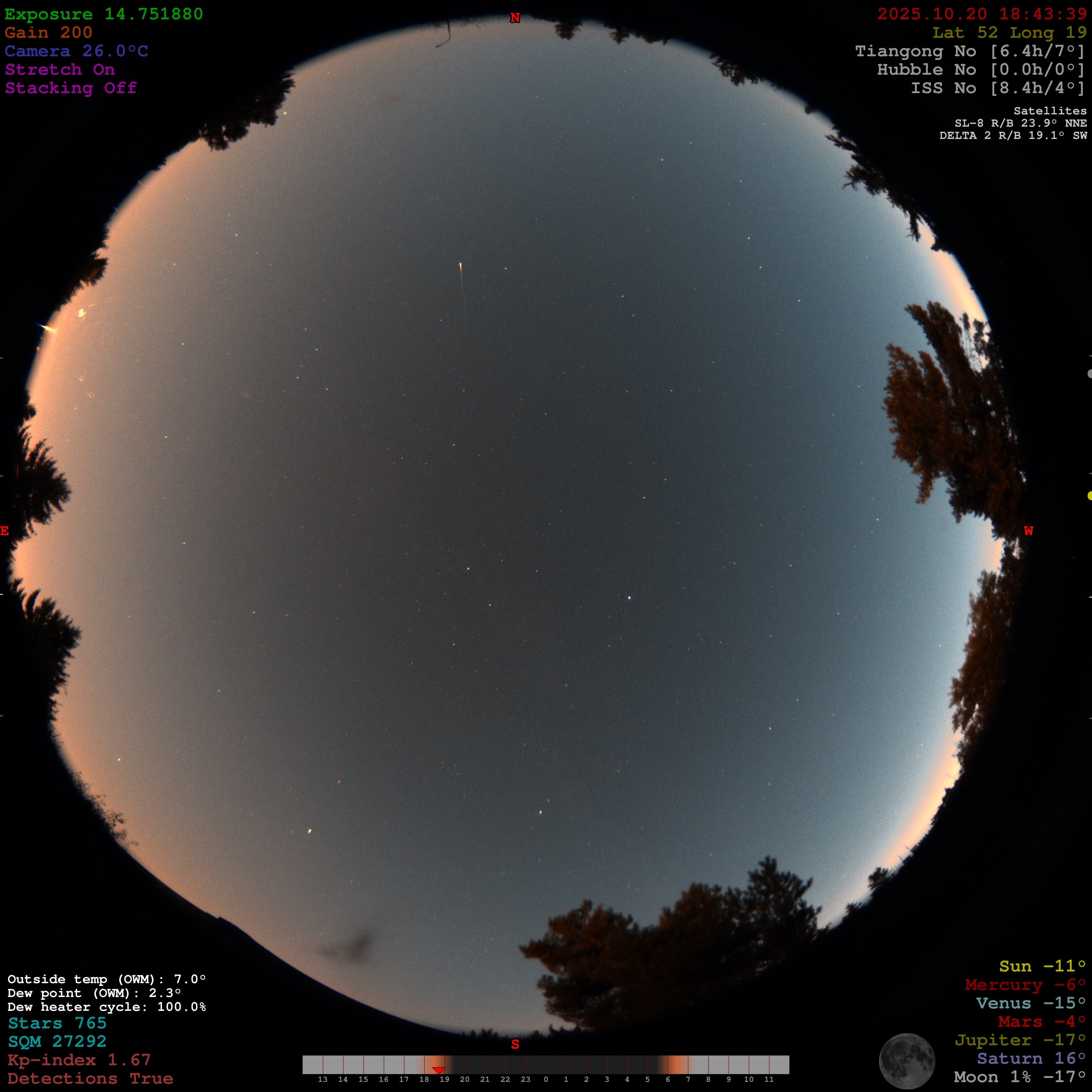 Possible faint satellite trail near northern sky